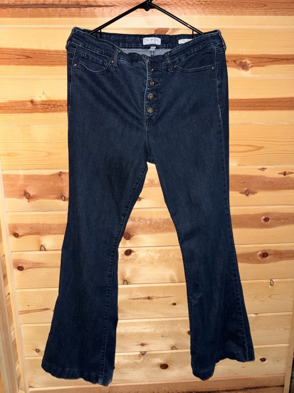 sofia by sofia vergara Dark Blue Button-Fly Flare Jeans